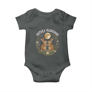 Ostara Blessing Pagan Eostre Easter Day Baby Onesie Spring Moon Rabbit Spring Equinox Festival TS11 Dark Heather Print Your Wear