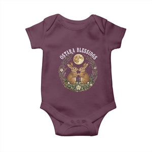 Ostara Blessing Pagan Eostre Easter Day Baby Onesie Spring Moon Rabbit Spring Equinox Festival TS11 Maroon Print Your Wear