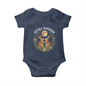 Ostara Blessing Pagan Eostre Easter Day Baby Onesie Spring Moon Rabbit Spring Equinox Festival TS11 Navy Print Your Wear