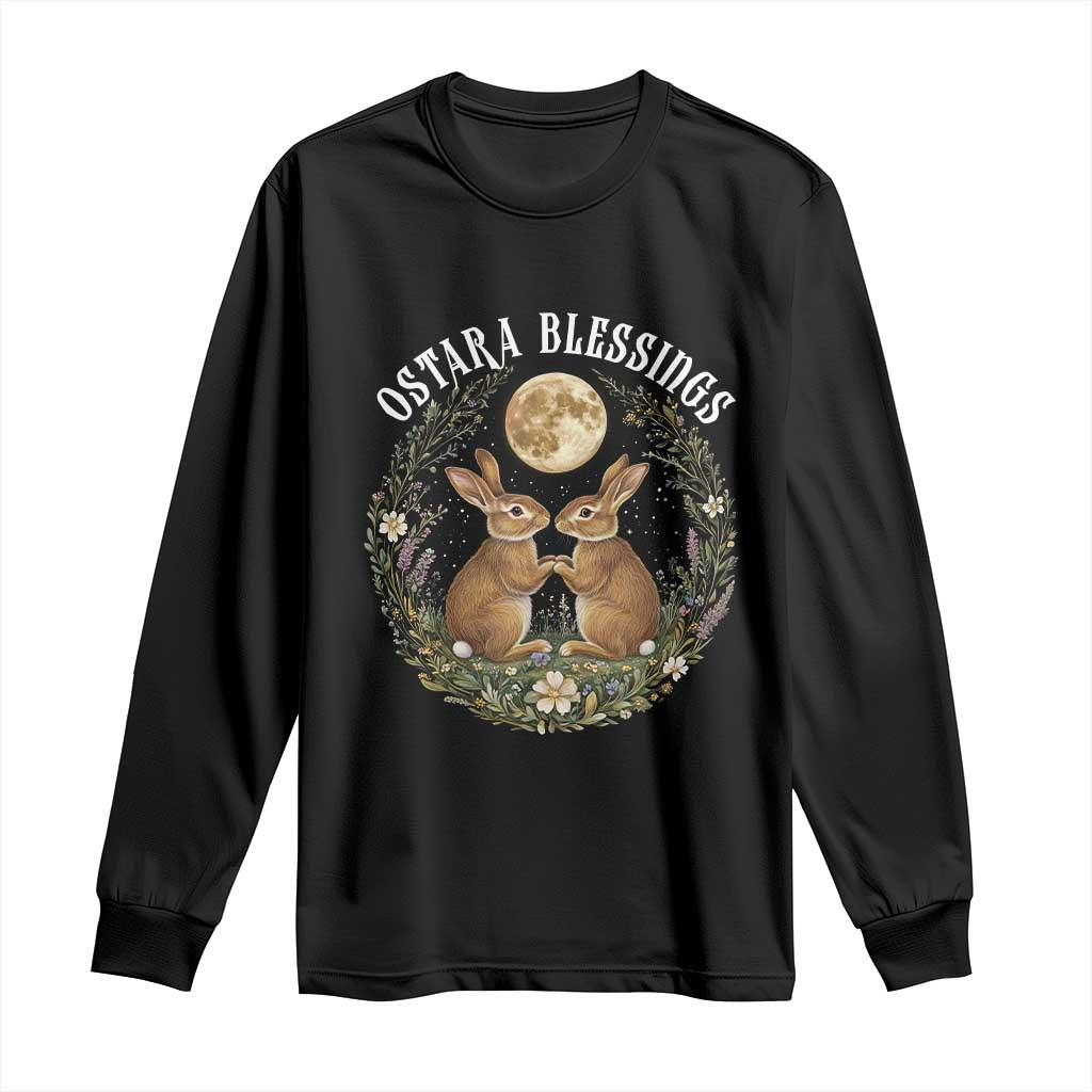 Ostara Blessing Pagan Eostre Easter Day Long Sleeve Shirt Spring Moon Rabbit Spring Equinox Festival TS11 Black Print Your Wear