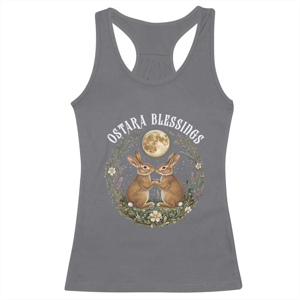 Ostara Blessing Pagan Eostre Easter Day Racerback Tank Top Spring Moon Rabbit Spring Equinox Festival TS11 Charcoal Print Your Wear