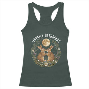 Ostara Blessing Pagan Eostre Easter Day Racerback Tank Top Spring Moon Rabbit Spring Equinox Festival TS11 Dark Forest Green Print Your Wear