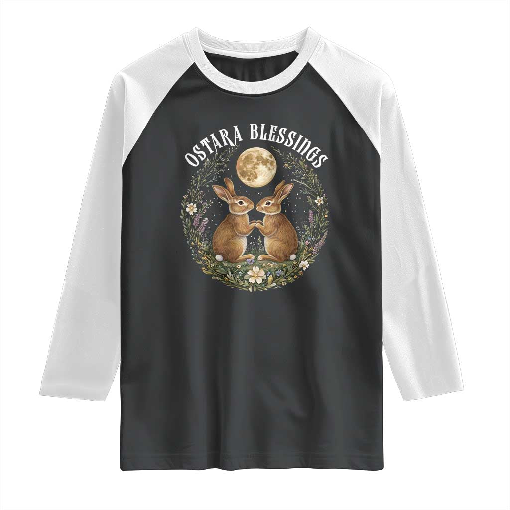 Ostara Blessing Pagan Eostre Easter Day Raglan Shirt Spring Moon Rabbit Spring Equinox Festival TS11 Black White Print Your Wear