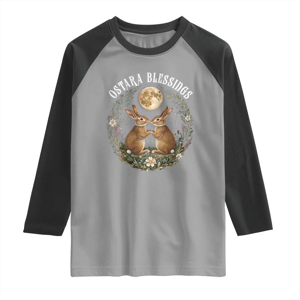 Ostara Blessing Pagan Eostre Easter Day Raglan Shirt Spring Moon Rabbit Spring Equinox Festival TS11 Sport Gray Black Print Your Wear