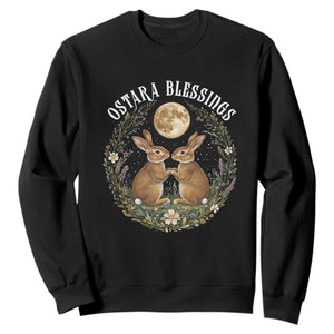 Ostara Blessing Pagan Eostre Easter Day Sweatshirt Spring Moon Rabbit Spring Equinox Festival TS11 Black Print Your Wear