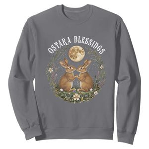 Ostara Blessing Pagan Eostre Easter Day Sweatshirt Spring Moon Rabbit Spring Equinox Festival TS11 Charcoal Print Your Wear