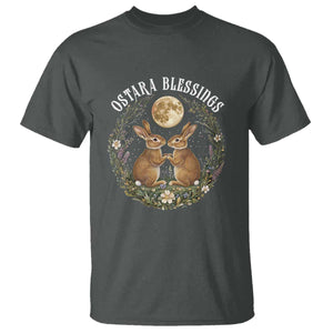 Ostara Blessing Pagan Eostre Easter Day T Shirt Spring Moon Rabbit Spring Equinox Festival TS11 Dark Heather Print Your Wear