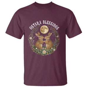 Ostara Blessing Pagan Eostre Easter Day T Shirt Spring Moon Rabbit Spring Equinox Festival TS11 Maroon Print Your Wear
