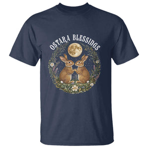 Ostara Blessing Pagan Eostre Easter Day T Shirt Spring Moon Rabbit Spring Equinox Festival TS11 Navy Print Your Wear