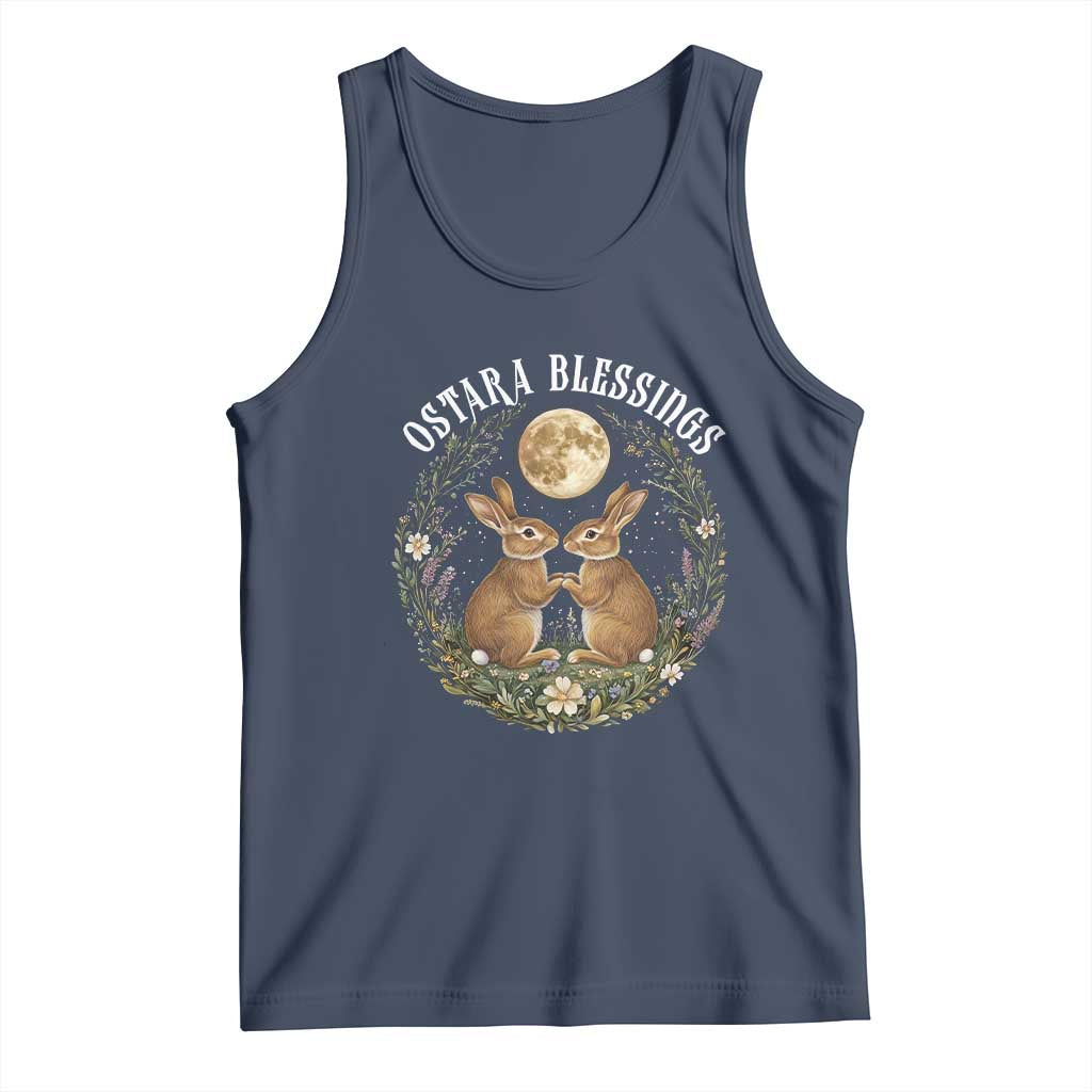 Ostara Blessing Pagan Eostre Easter Day Tank Top Spring Moon Rabbit Spring Equinox Festival TS11 Navy Print Your Wear