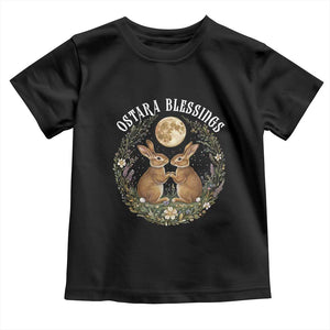 Ostara Blessing Pagan Eostre Easter Day Toddler T Shirt Spring Moon Rabbit Spring Equinox Festival TS11 Black Print Your Wear