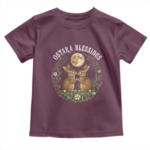 Ostara Blessing Pagan Eostre Easter Day Toddler T Shirt Spring Moon Rabbit Spring Equinox Festival TS11 Maroon Print Your Wear