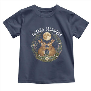 Ostara Blessing Pagan Eostre Easter Day Toddler T Shirt Spring Moon Rabbit Spring Equinox Festival TS11 Navy Print Your Wear