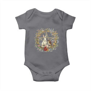 Ostara Blessing Pagan Eostre Easter Day Baby Onesie Rabbit Bird Wiccan Pentagram TS11 Charcoal Print Your Wear