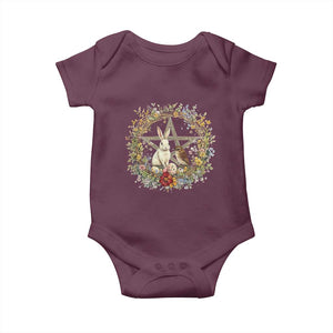 Ostara Blessing Pagan Eostre Easter Day Baby Onesie Rabbit Bird Wiccan Pentagram TS11 Maroon Print Your Wear