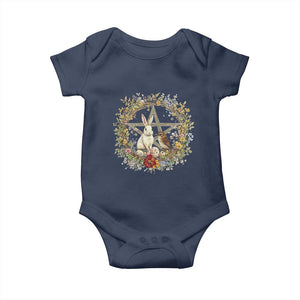 Ostara Blessing Pagan Eostre Easter Day Baby Onesie Rabbit Bird Wiccan Pentagram TS11 Navy Print Your Wear