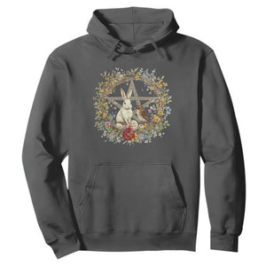 Ostara Blessing Pagan Eostre Easter Day Hoodie Rabbit Bird Wiccan Pentagram TS11 Dark Heather Print Your Wear