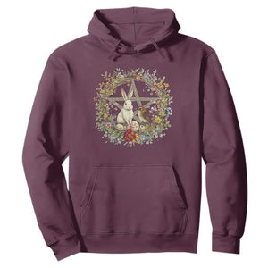 Ostara Blessing Pagan Eostre Easter Day Hoodie Rabbit Bird Wiccan Pentagram TS11 Maroon Print Your Wear