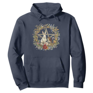 Ostara Blessing Pagan Eostre Easter Day Hoodie Rabbit Bird Wiccan Pentagram TS11 Navy Print Your Wear