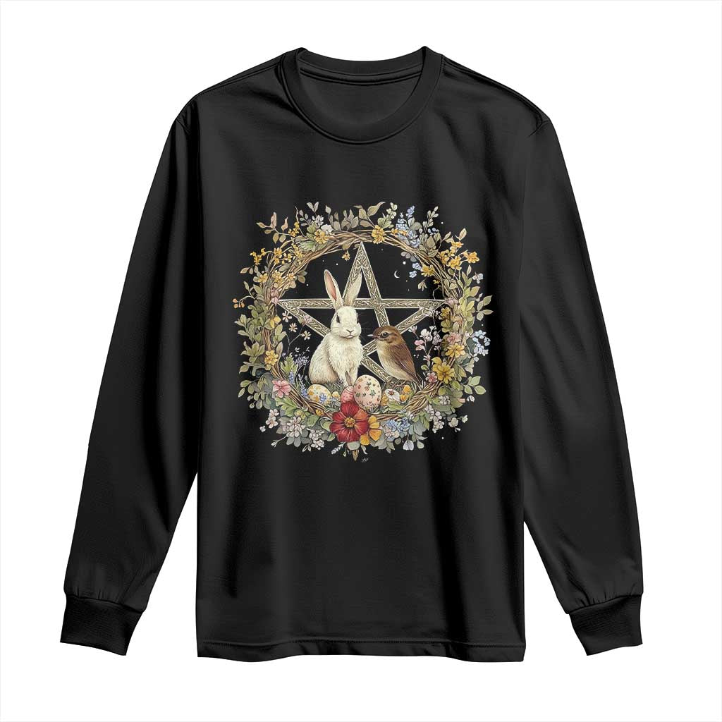 Ostara Blessing Pagan Eostre Easter Day Long Sleeve Shirt Rabbit Bird Wiccan Pentagram TS11 Black Print Your Wear