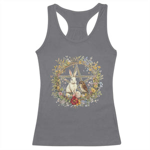 Ostara Blessing Pagan Eostre Easter Day Racerback Tank Top Rabbit Bird Wiccan Pentagram TS11 Charcoal Print Your Wear