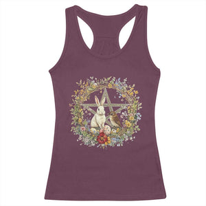 Ostara Blessing Pagan Eostre Easter Day Racerback Tank Top Rabbit Bird Wiccan Pentagram TS11 Maroon Print Your Wear