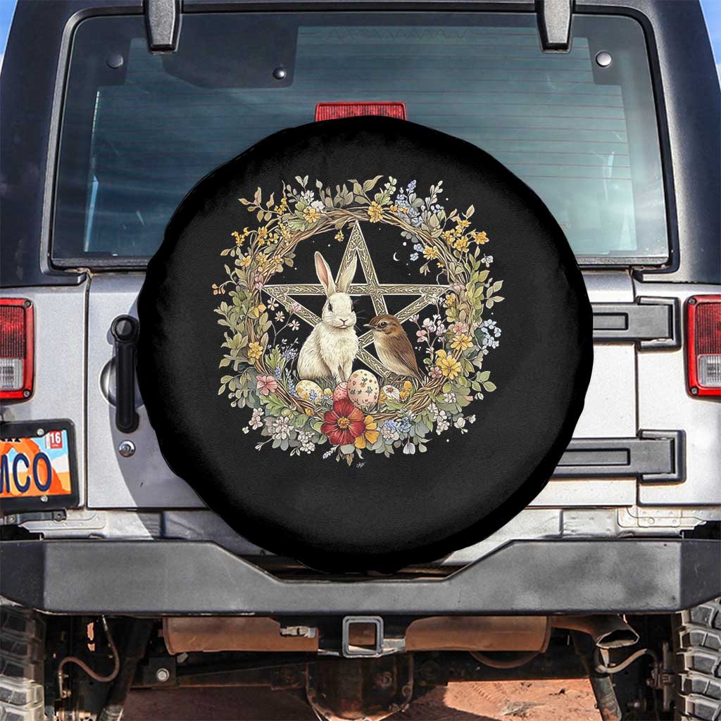 Ostara Blessing Pagan Eostre Easter Day Spare Tire Cover Rabbit Bird Wiccan Pentagram TS11 No hole Black Print Your Wear