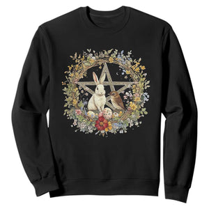 Ostara Blessing Pagan Eostre Easter Day Sweatshirt Rabbit Bird Wiccan Pentagram TS11 Black Print Your Wear