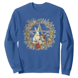 Ostara Blessing Pagan Eostre Easter Day Sweatshirt Rabbit Bird Wiccan Pentagram TS11 Royal Blue Print Your Wear