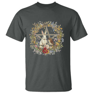 Ostara Blessing Pagan Eostre Easter Day T Shirt Rabbit Bird Wiccan Pentagram TS11 Dark Heather Print Your Wear