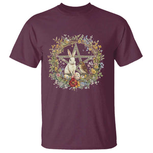Ostara Blessing Pagan Eostre Easter Day T Shirt Rabbit Bird Wiccan Pentagram TS11 Maroon Print Your Wear