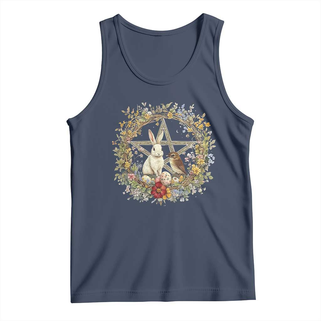 Ostara Blessing Pagan Eostre Easter Day Tank Top Rabbit Bird Wiccan Pentagram TS11 Navy Print Your Wear