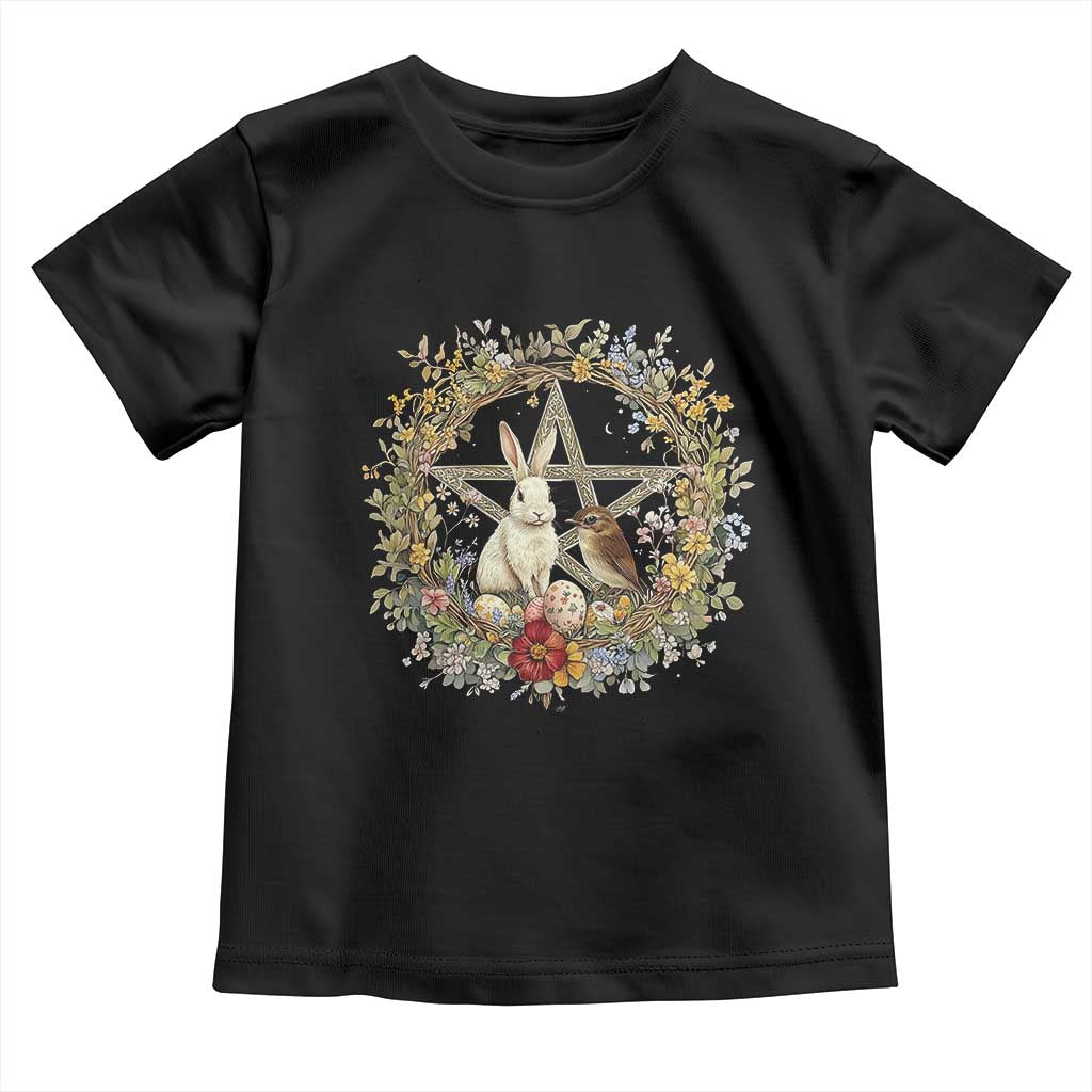 Ostara Blessing Pagan Eostre Easter Day Toddler T Shirt Rabbit Bird Wiccan Pentagram TS11 Black Print Your Wear