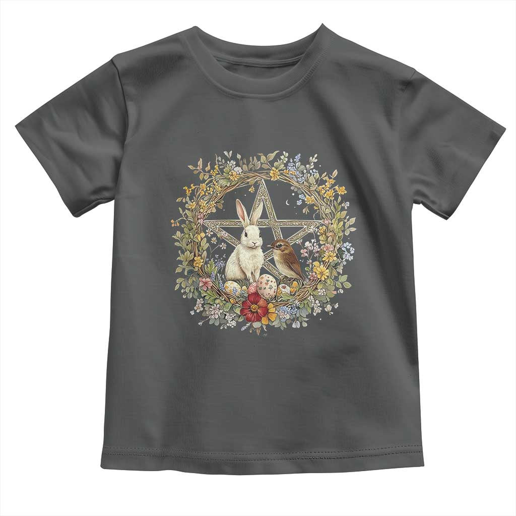 Ostara Blessing Pagan Eostre Easter Day Toddler T Shirt Rabbit Bird Wiccan Pentagram TS11 Dark Heather Print Your Wear
