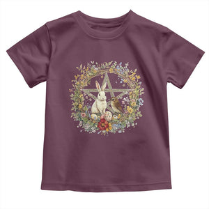 Ostara Blessing Pagan Eostre Easter Day Toddler T Shirt Rabbit Bird Wiccan Pentagram TS11 Maroon Print Your Wear