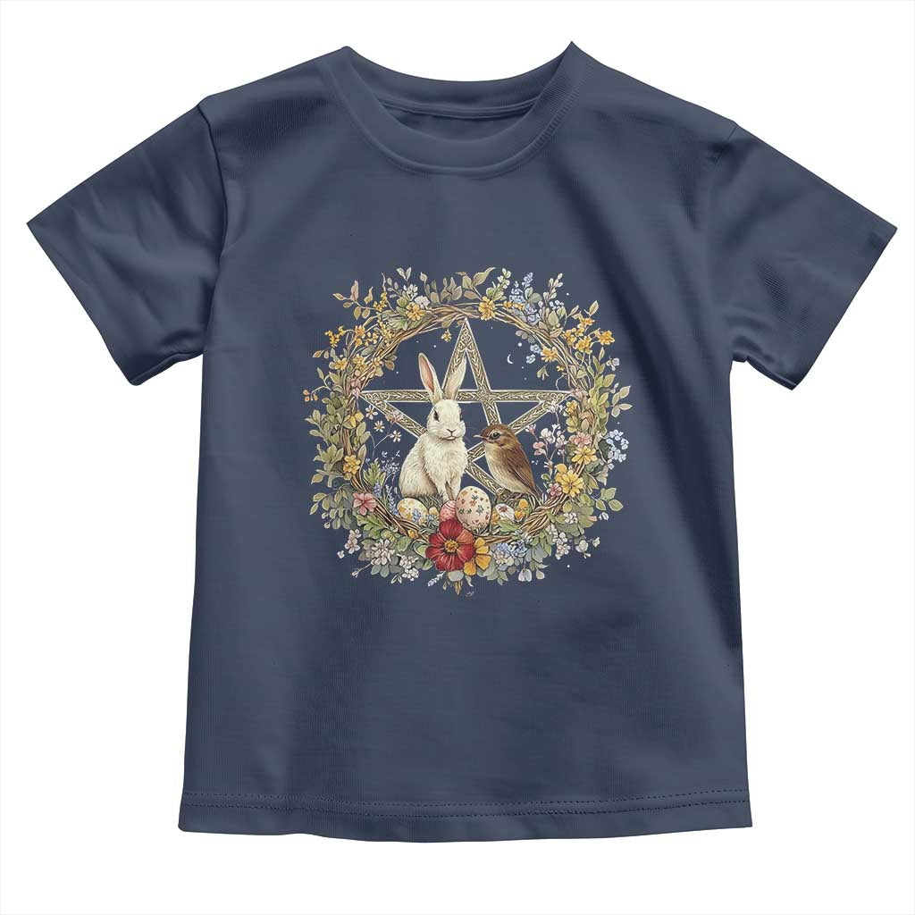Ostara Blessing Pagan Eostre Easter Day Toddler T Shirt Rabbit Bird Wiccan Pentagram TS11 Navy Print Your Wear