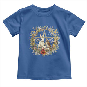 Ostara Blessing Pagan Eostre Easter Day Toddler T Shirt Rabbit Bird Wiccan Pentagram TS11 Royal Blue Print Your Wear