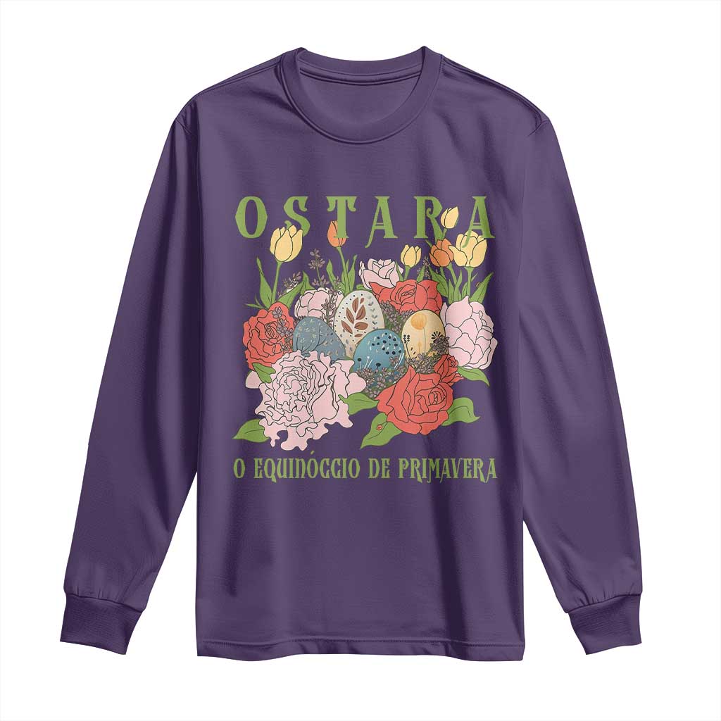 Ostara Eostre Easter Day Long Sleeve Shirt O Equinoccio De Primavera Eggs Flowers TS11 Purple Print Your Wear