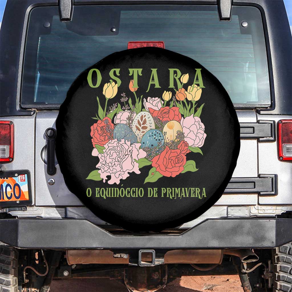 Ostara Eostre Easter Day Spare Tire Cover O Equinoccio De Primavera Eggs Flowers TS11 No hole Black Print Your Wear