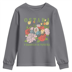 Ostara Eostre Easter Day Youth Sweatshirt O Equinoccio De Primavera Eggs Flowers TS11 Charcoal Print Your Wear
