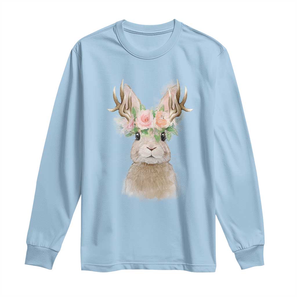 Ostara Pagan Eostre Easter Day Long Sleeve Shirt Rabbit Wolpertinger Spring Equinox Festival TS11 Light Blue Print Your Wear
