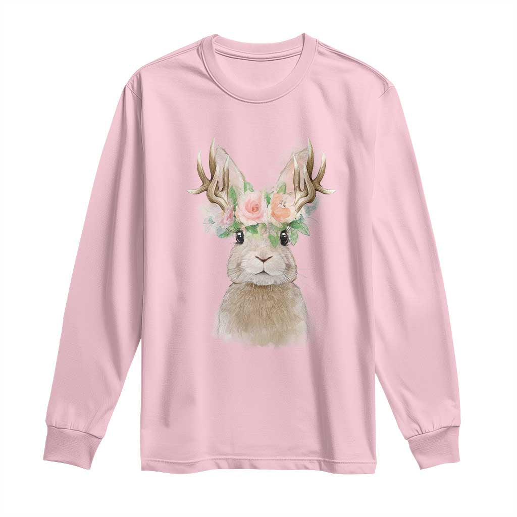 Ostara Pagan Eostre Easter Day Long Sleeve Shirt Rabbit Wolpertinger Spring Equinox Festival TS11 Light Pink Print Your Wear