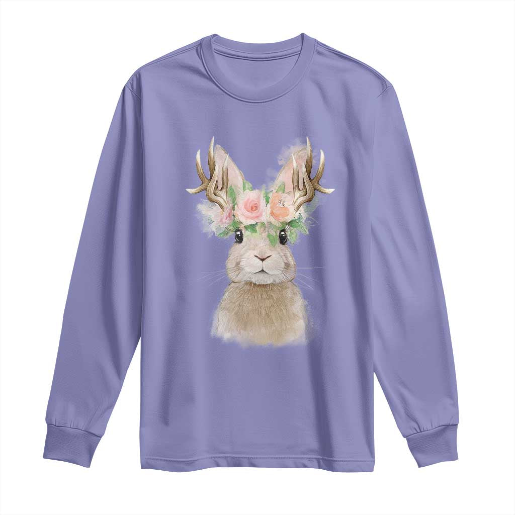 Ostara Pagan Eostre Easter Day Long Sleeve Shirt Rabbit Wolpertinger Spring Equinox Festival TS11 Violet Print Your Wear