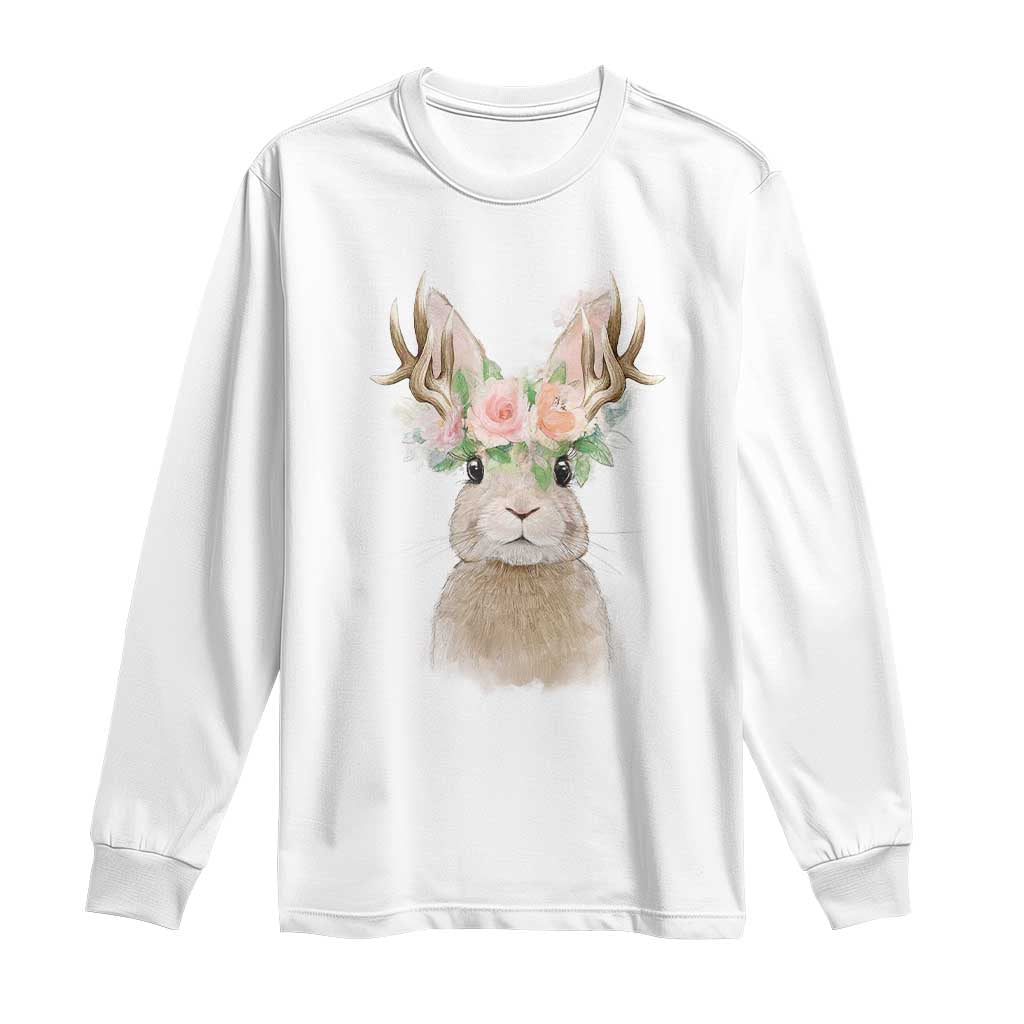 Ostara Pagan Eostre Easter Day Long Sleeve Shirt Rabbit Wolpertinger Spring Equinox Festival TS11 White Print Your Wear