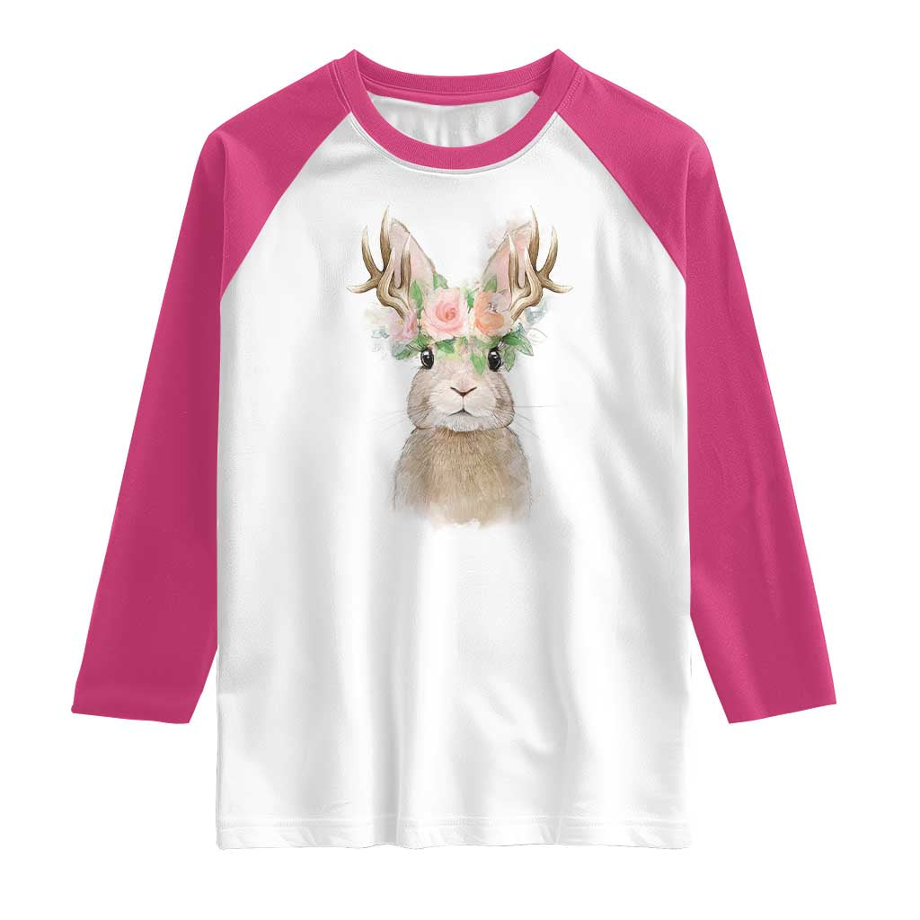 Ostara Pagan Eostre Easter Day Raglan Shirt Rabbit Wolpertinger Spring Equinox Festival TS11 White Heliconia Print Your Wear