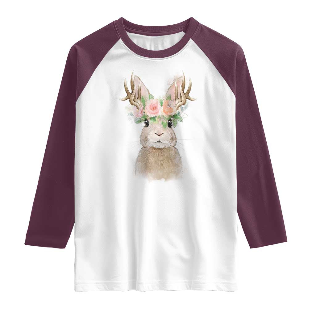 Ostara Pagan Eostre Easter Day Raglan Shirt Rabbit Wolpertinger Spring Equinox Festival TS11 White Maroon Print Your Wear