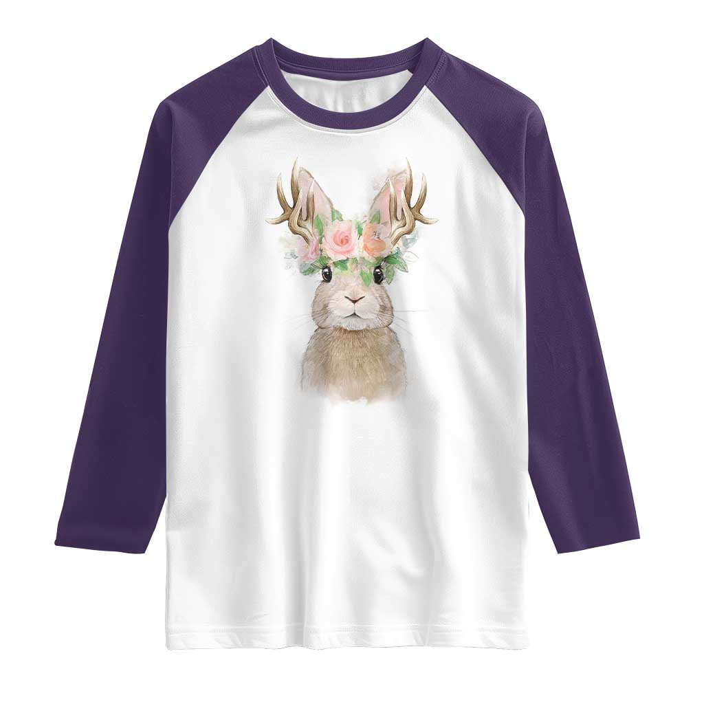 Ostara Pagan Eostre Easter Day Raglan Shirt Rabbit Wolpertinger Spring Equinox Festival TS11 White Purple Print Your Wear