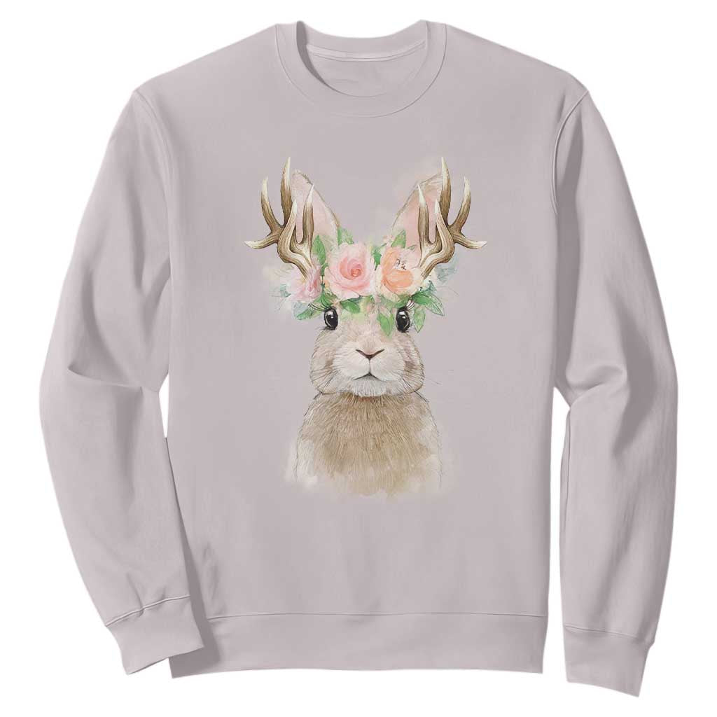 Ostara Pagan Eostre Easter Day Sweatshirt Rabbit Wolpertinger Spring Equinox Festival TS11 Ice Gray Print Your Wear