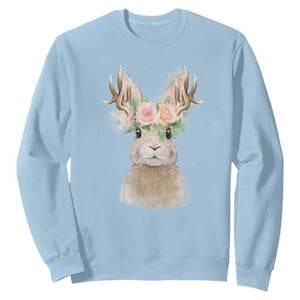 Ostara Pagan Eostre Easter Day Sweatshirt Rabbit Wolpertinger Spring Equinox Festival TS11 Light Blue Print Your Wear