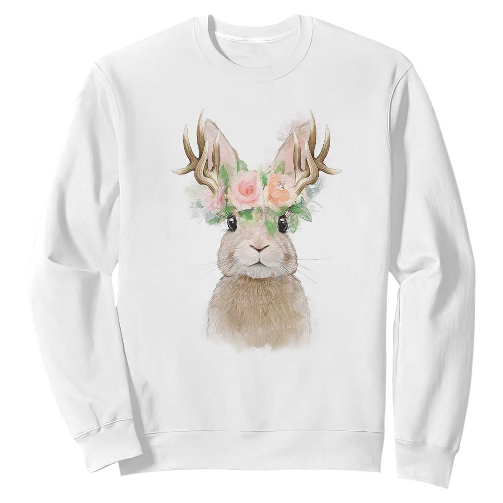 Ostara Pagan Eostre Easter Day Sweatshirt Rabbit Wolpertinger Spring Equinox Festival TS11 White Print Your Wear